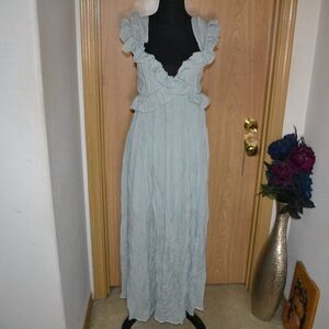 NWT Flawless Ruffle Tie Back Boho Beachy Wedding Guess Maxi Dress